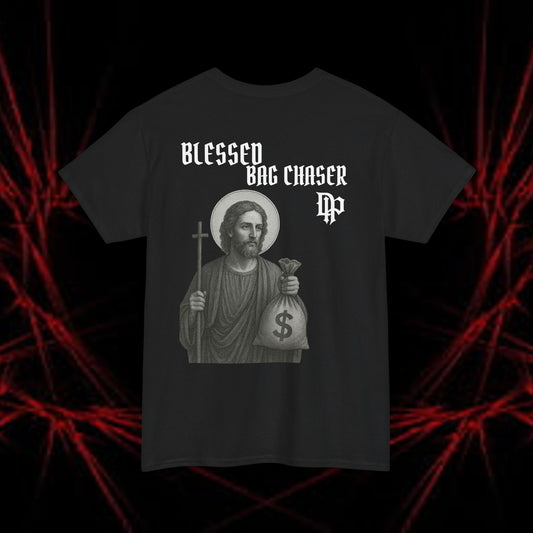 Graphic Tee — "Blessed Bag Chaser" Religious Money Icon T-Shirt